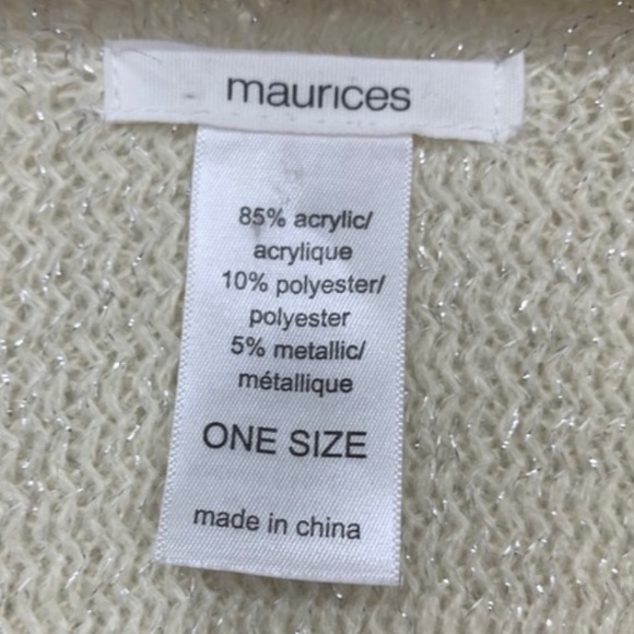 Maurices Ivory Cream Silver Fleck Gray Ombré Soft Knit Tassel Shawl Size OS - Picture 13 of 14